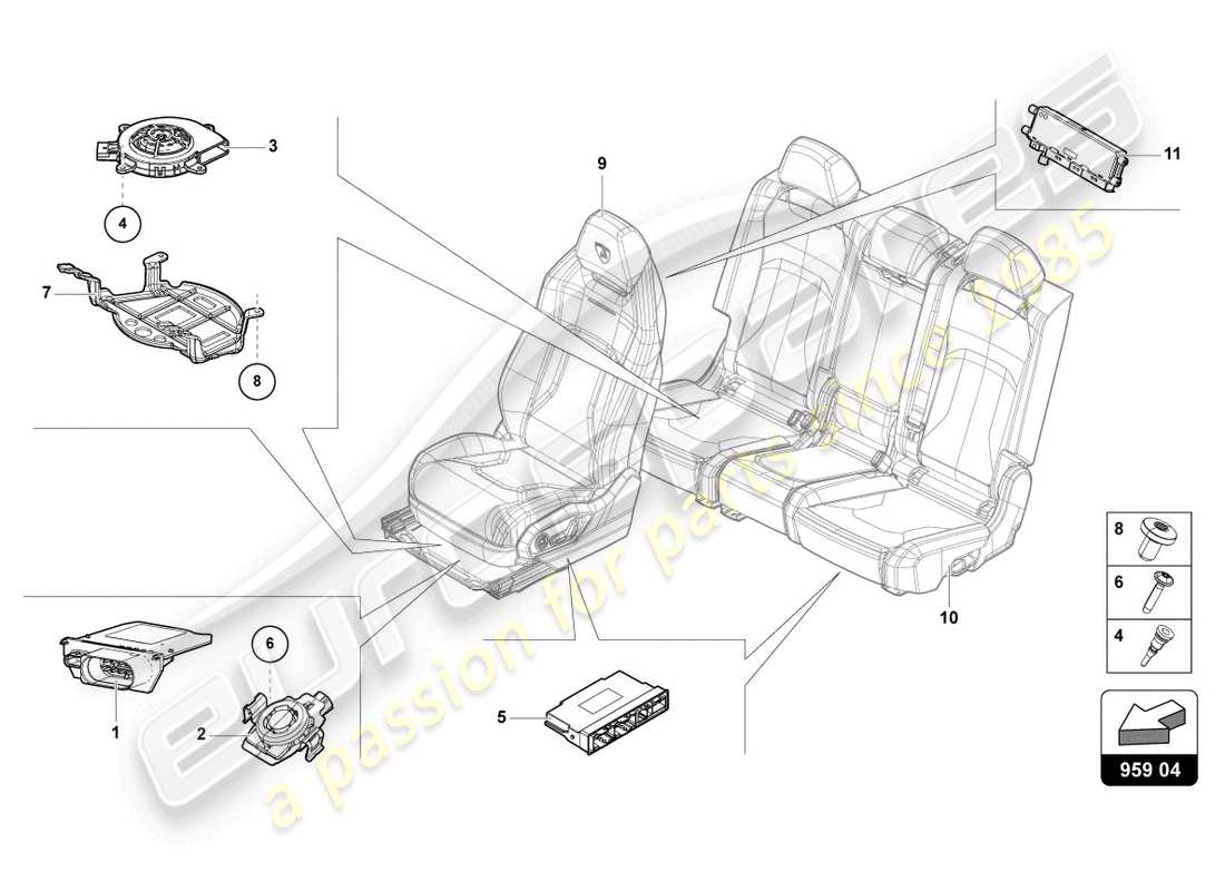 lamborghini urus (2020) centralina per sensore sedile occupato schema parte