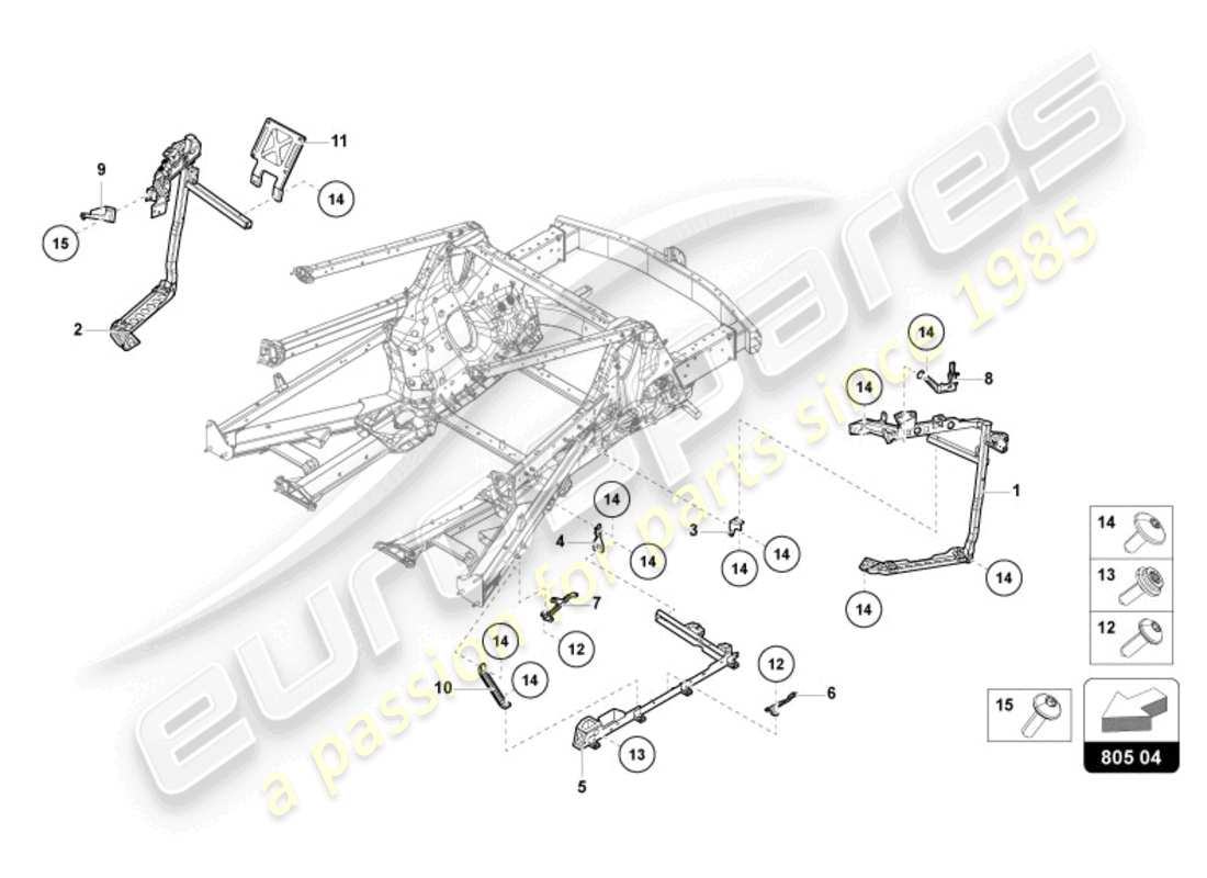 lamborghini revuelto coupe (2024) telaio posteriore diagramma delle parti