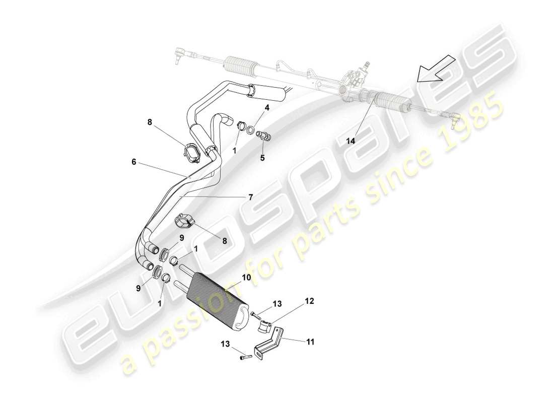 lamborghini gallardo spyder (2006) schema delle parti del raffreddatore dell'olio