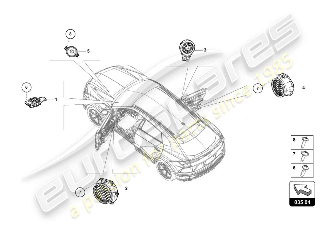 lamborghini urus (2020) parti elettriche per impianto audio schema delle parti