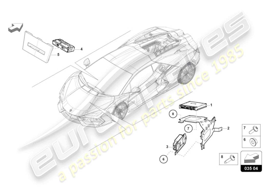 lamborghini revuelto coupe (2024) scatola di comunicazione diagramma delle parti