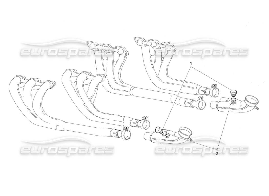 lamborghini diablo sv (1997) diagramma delle parti del sistema di scarico (valido per l'arabia saudita - marzo 1997).
