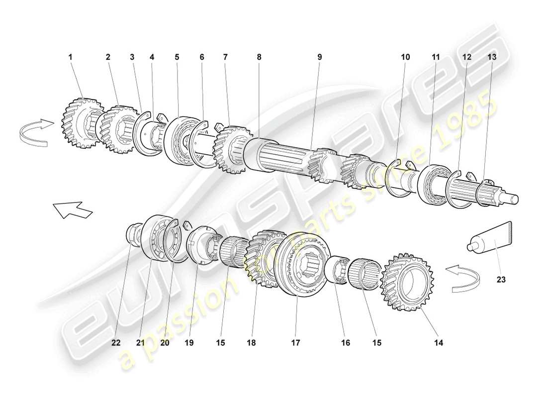 lamborghini lp640 coupe (2010) diagramma delle parti dell'albero di entrata