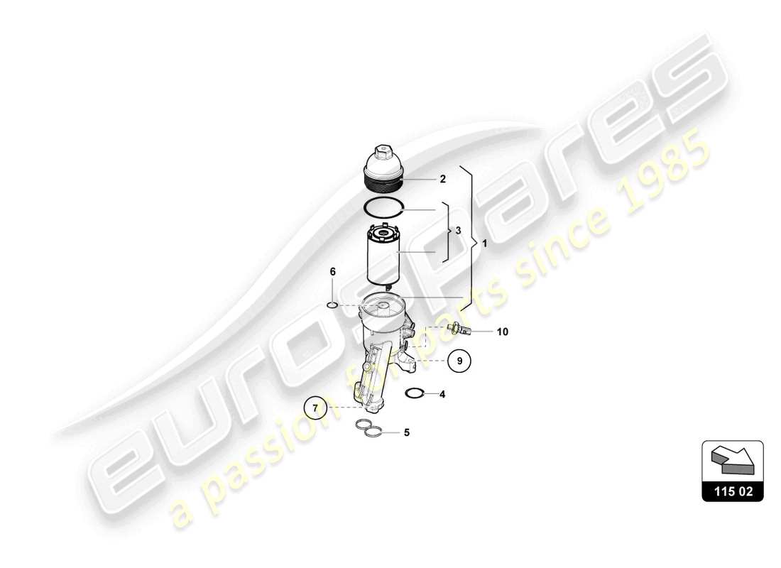 lamborghini super trofeo evo 2 (2022) schema delle parti filtro olio