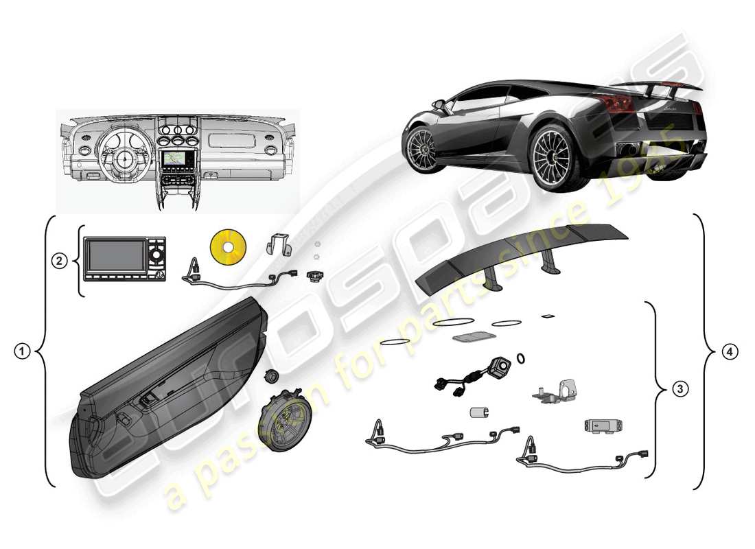 lamborghini lp570-4 sl (accessories) schema delle parti del kit retrofit