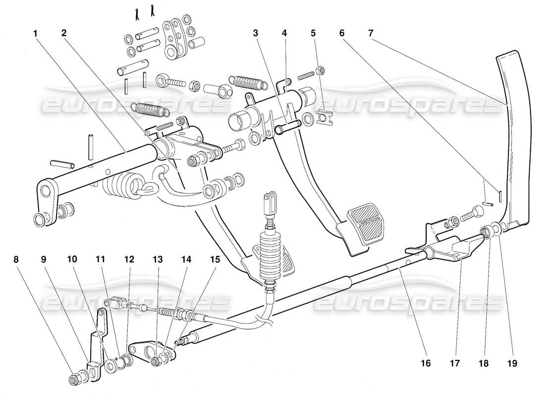 lamborghini diablo (1991) pedali (valido per la versione gb - ottobre 1991) diagramma delle parti