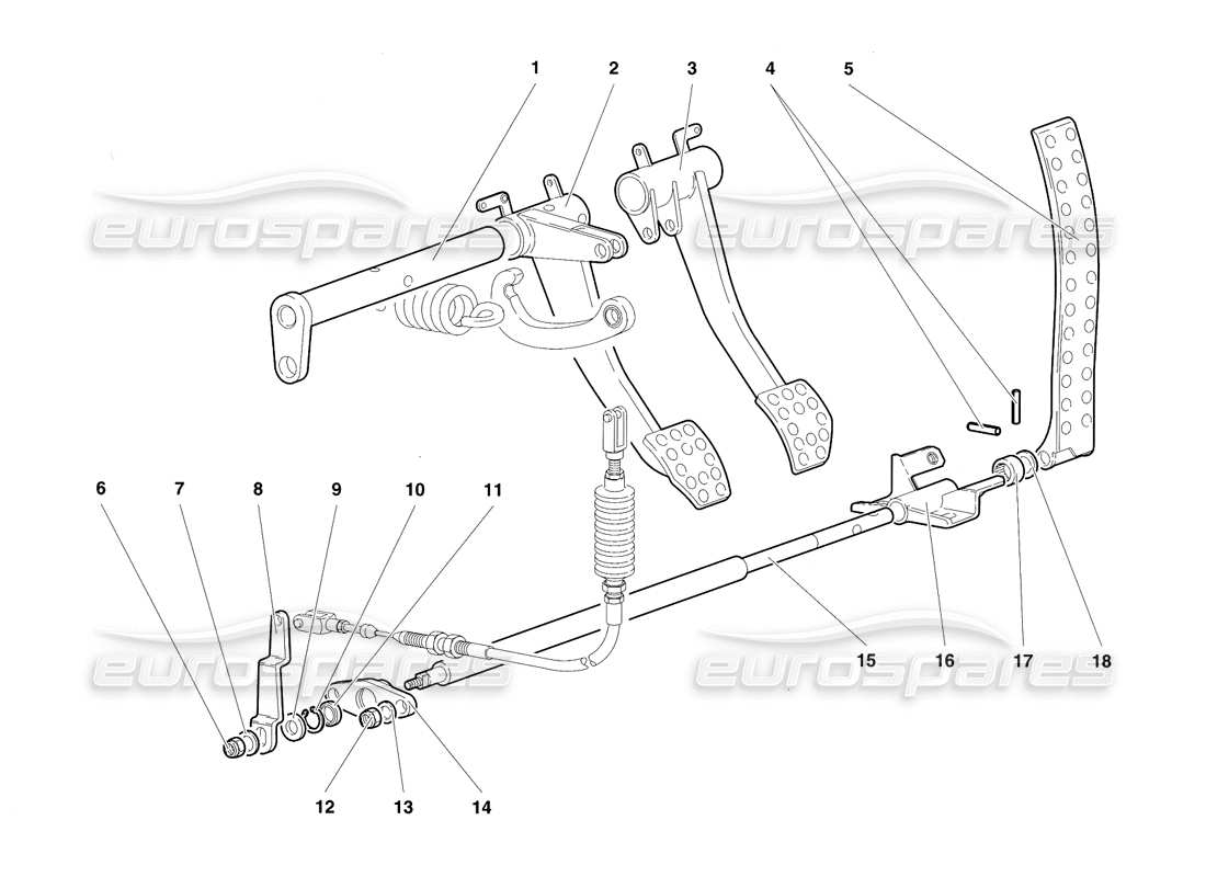 lamborghini diablo se30 (1995) pedali (valido per versione rh d. - gennaio 1995) diagramma delle parti