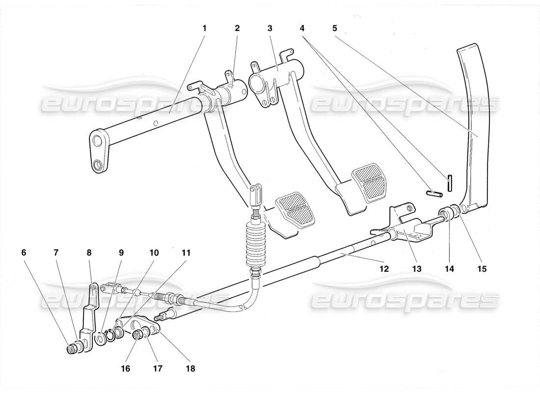 lamborghini diablo roadster (1998) pedali (valido per il regno unito 1998) diagramma delle parti