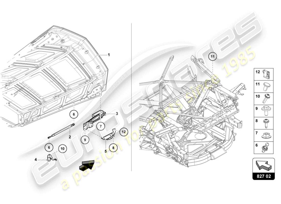 lamborghini sterrato (2024) copertura motore con isp. copertina diagramma delle parti
