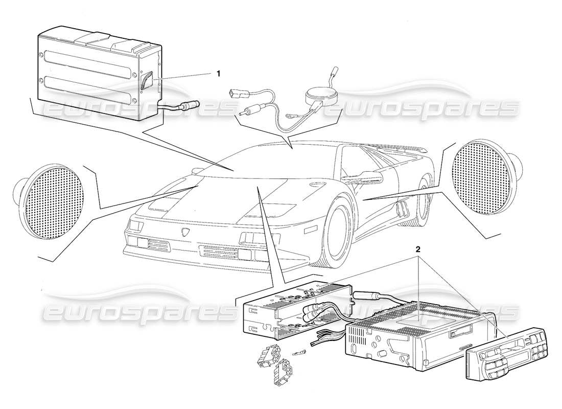 lamborghini diablo se30 (1995) diagramma delle parti dell'apparecchio radio (valido per il canada - gennaio 1995).