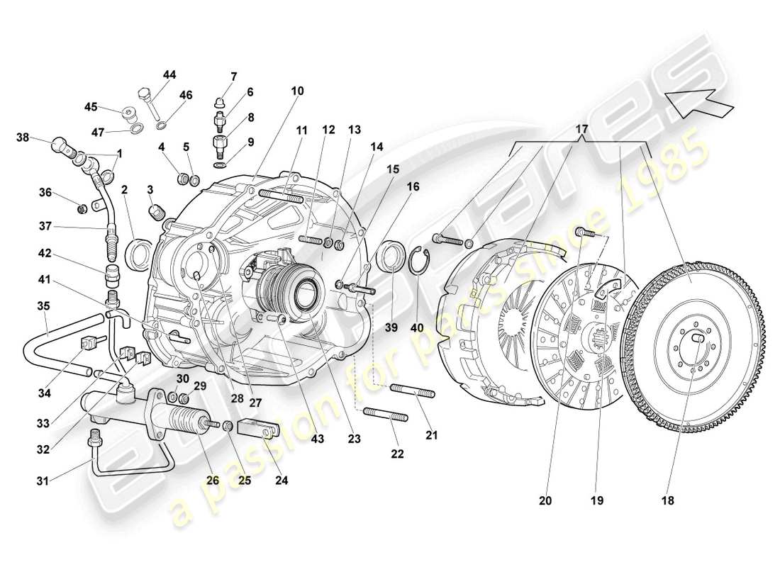 lamborghini lp640 roadster (2007) accoppiamento diagramma delle parti