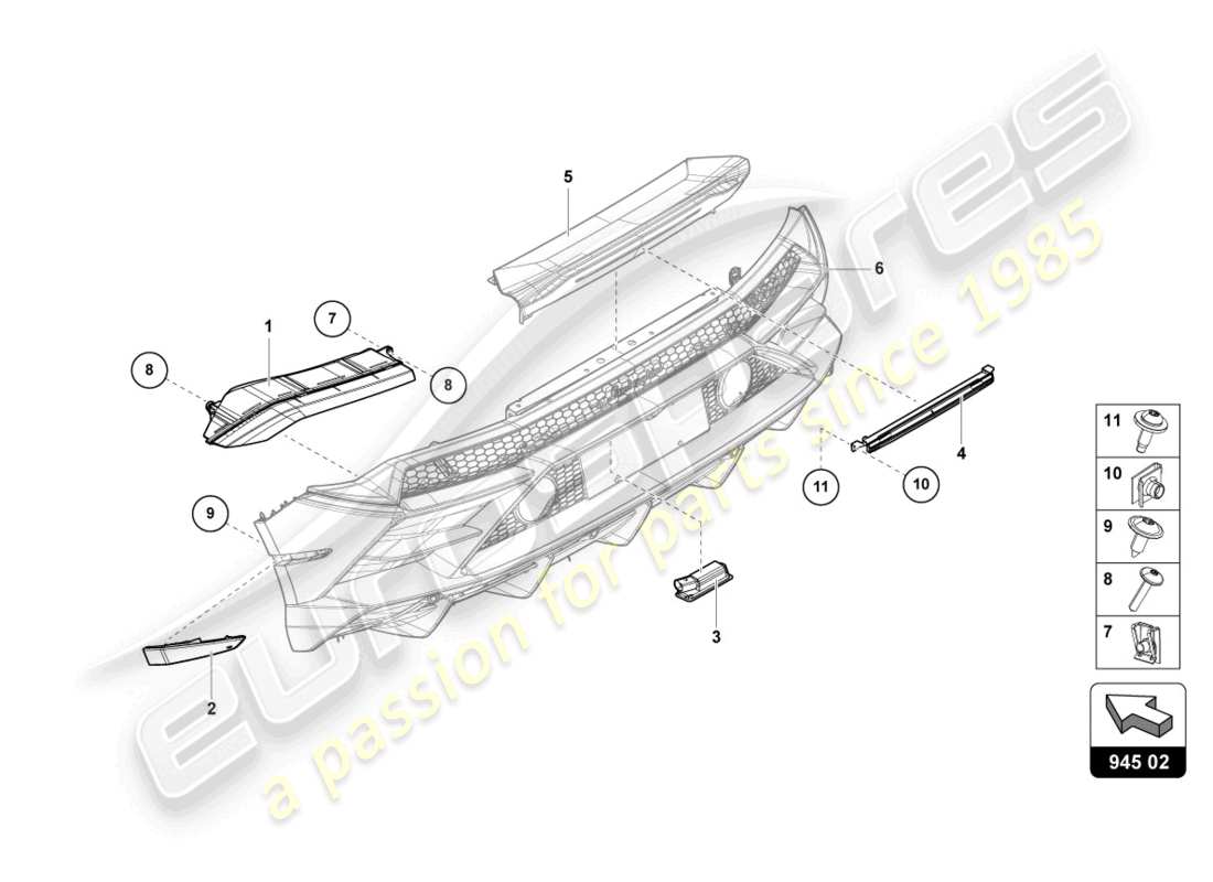 lamborghini tecnica (2023) luce posteriore diagramma delle parti