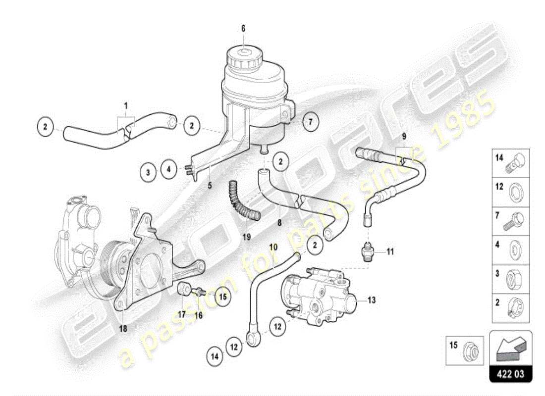 lamborghini diablo vt (1995) servosterzo diagramma delle parti