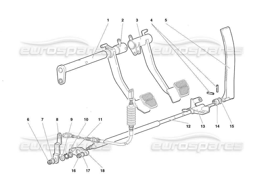 lamborghini diablo sv (1998) pedali (valido per gb - novembre 1998) diagramma delle parti