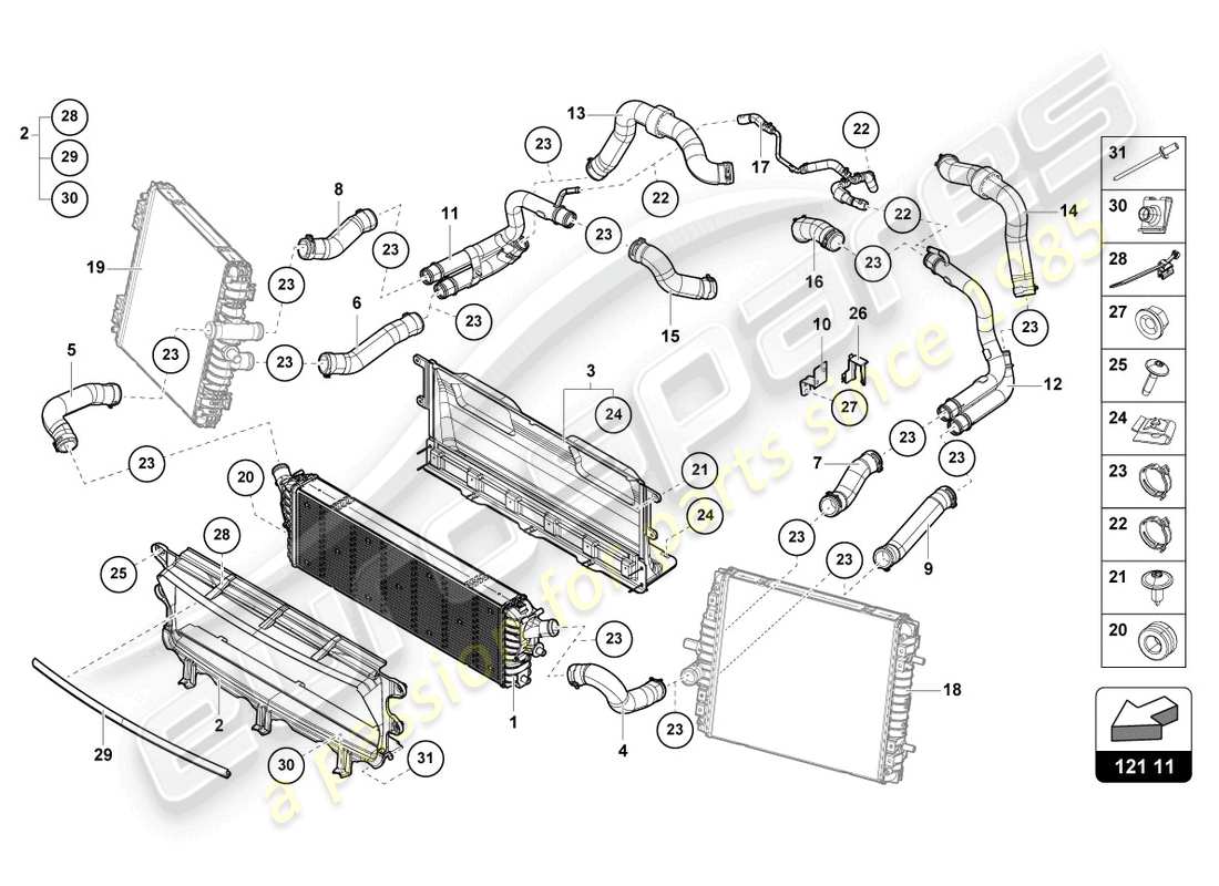 lamborghini sto (2022) raffreddatore per liquido di raffreddamento diagramma delle parti