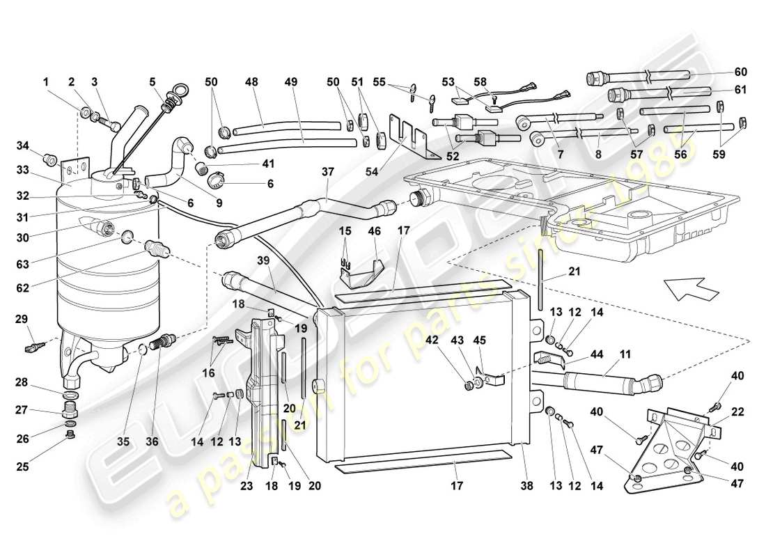 uno schema delle parti dal catalogo delle parti Lamborghini LP640 Coupé (2010)