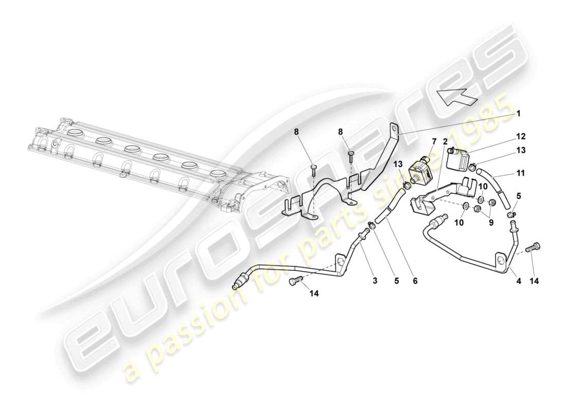 lamborghini lp640 coupe (2010) schema delle parti del sistema di controllo scarico