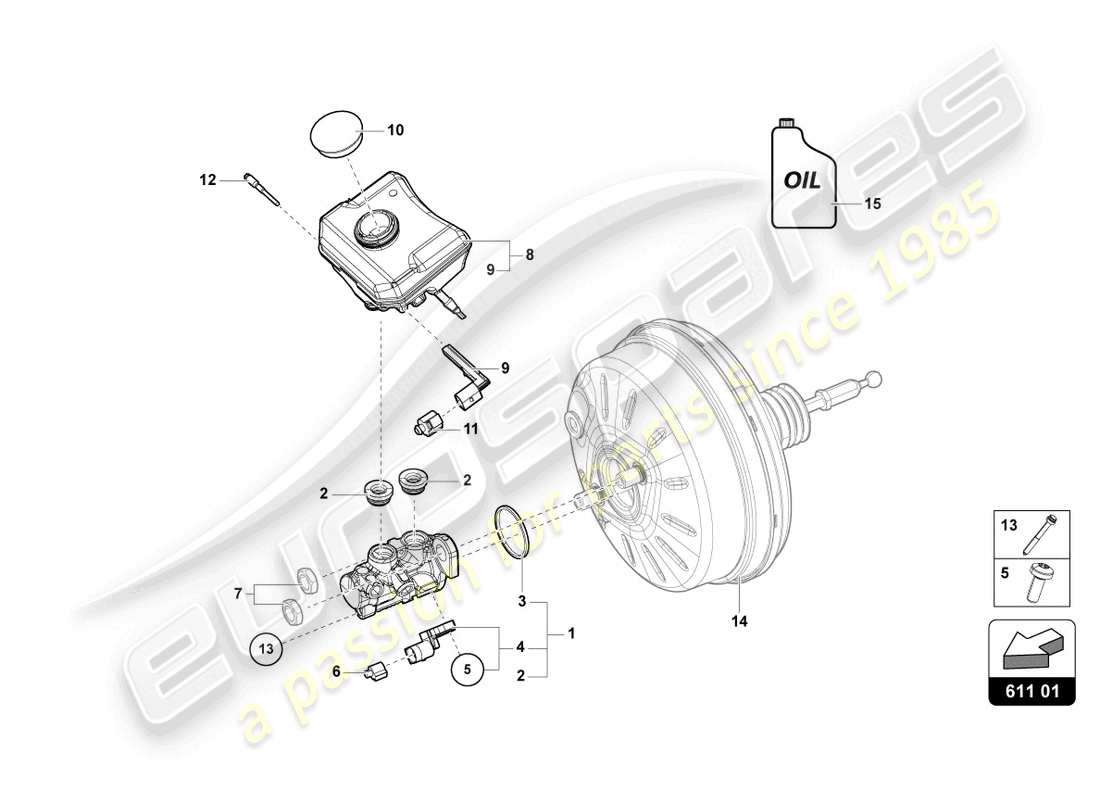 lamborghini urus (2019) pompa freno tandem diagramma delle parti