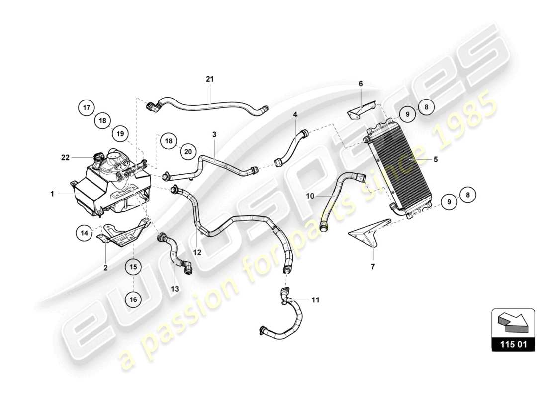 lamborghini super trofeo evo (2018) schema delle parti del sistema dell'olio