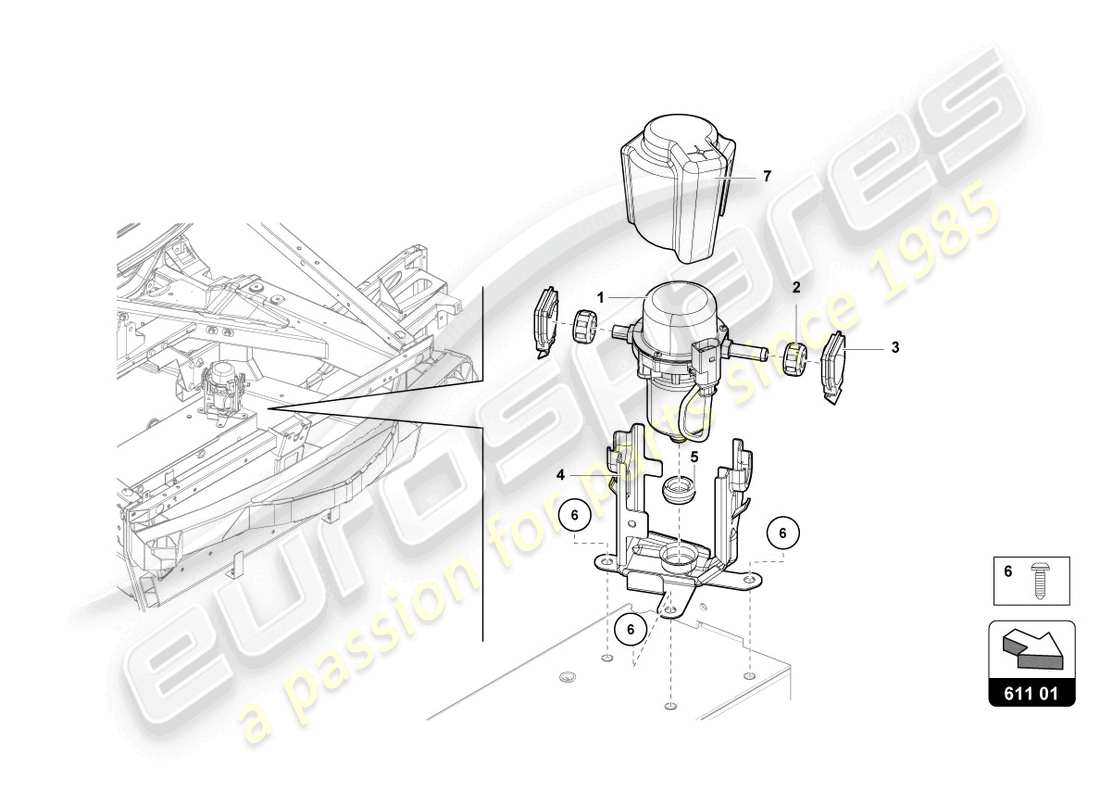 lamborghini 2022 (lp770-4 svj coupe) pompa a vuoto per servo freno schema delle parti