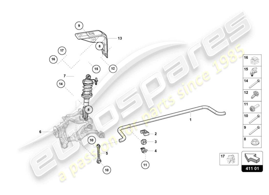 lamborghini sto (2023) ammortizzatori anteriori diagramma delle parti