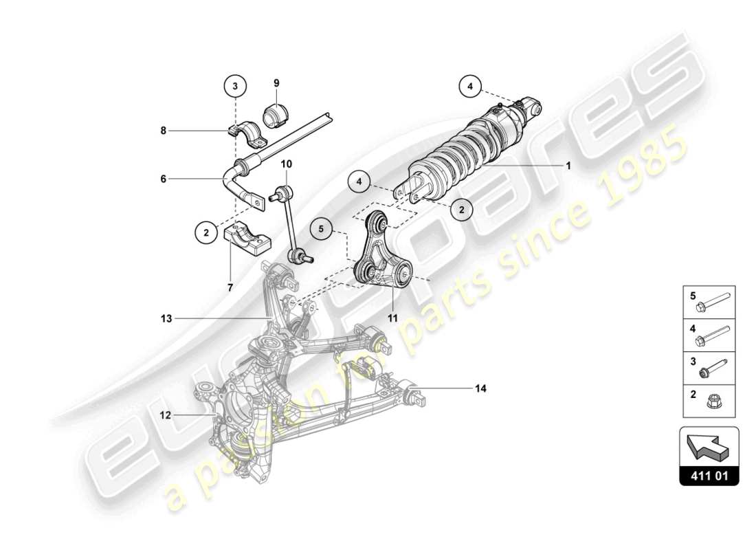 lamborghini lp770-4 svj coupe (2022) ammortizzatori anteriori schema parte