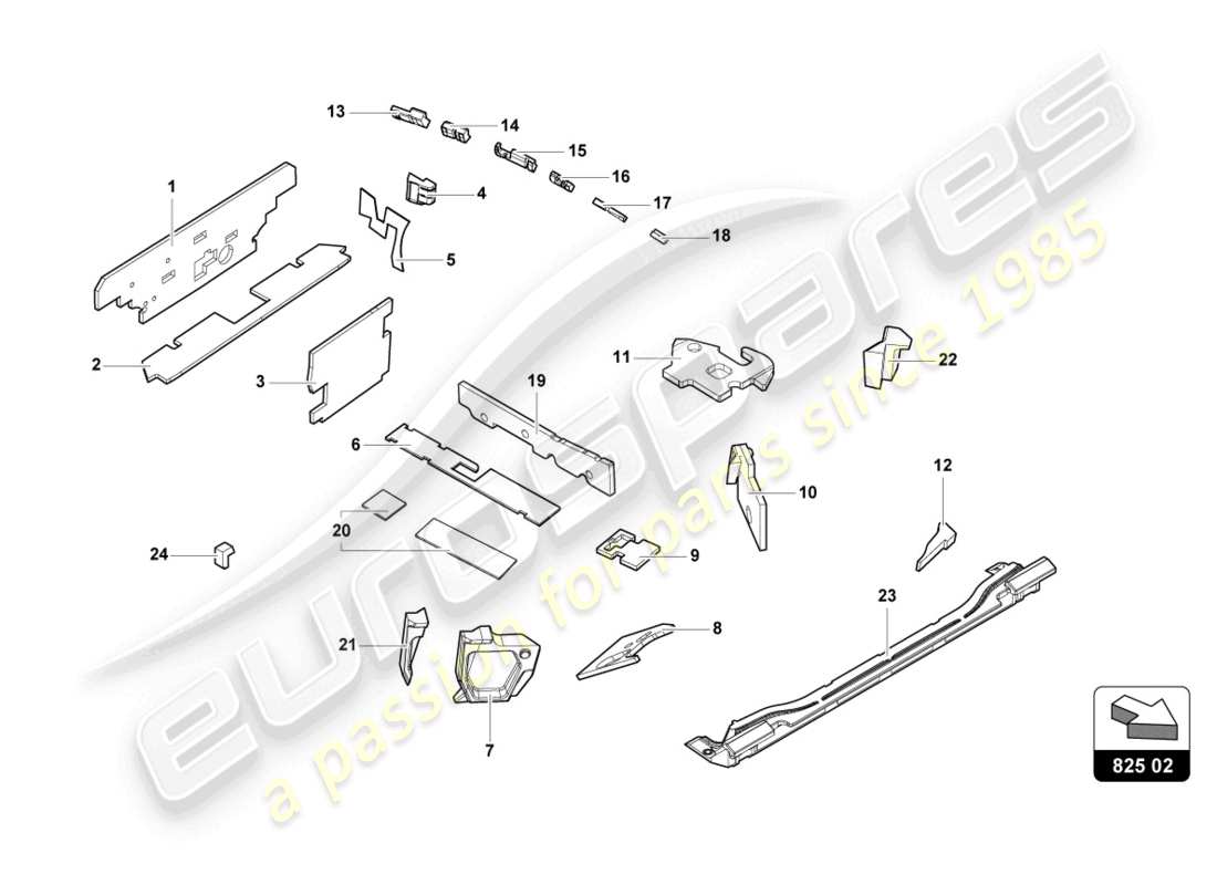 lamborghini evo spyder (2023) smorzamento diagramma delle parti