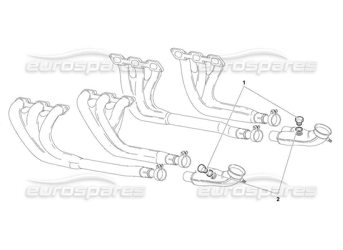 lamborghini diablo sv (1997) schema delle parti dell'impianto di scarico (valido per il sud africa - rh d. - marzo 1997).