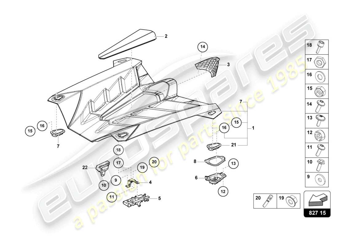lamborghini 2022 (lp770-4 svj roadster) copertura motore con isp. copertina diagramma delle parti