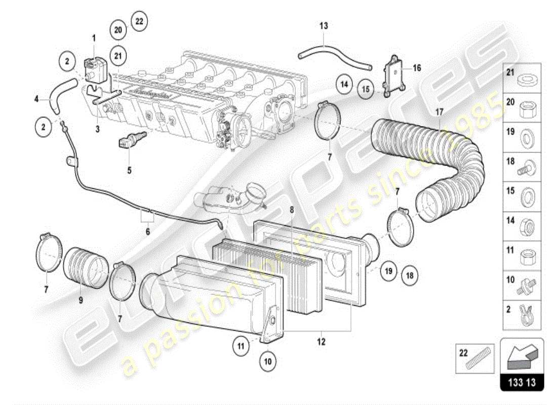 lamborghini diablo vt (1998) diagramma delle parti filtro aria