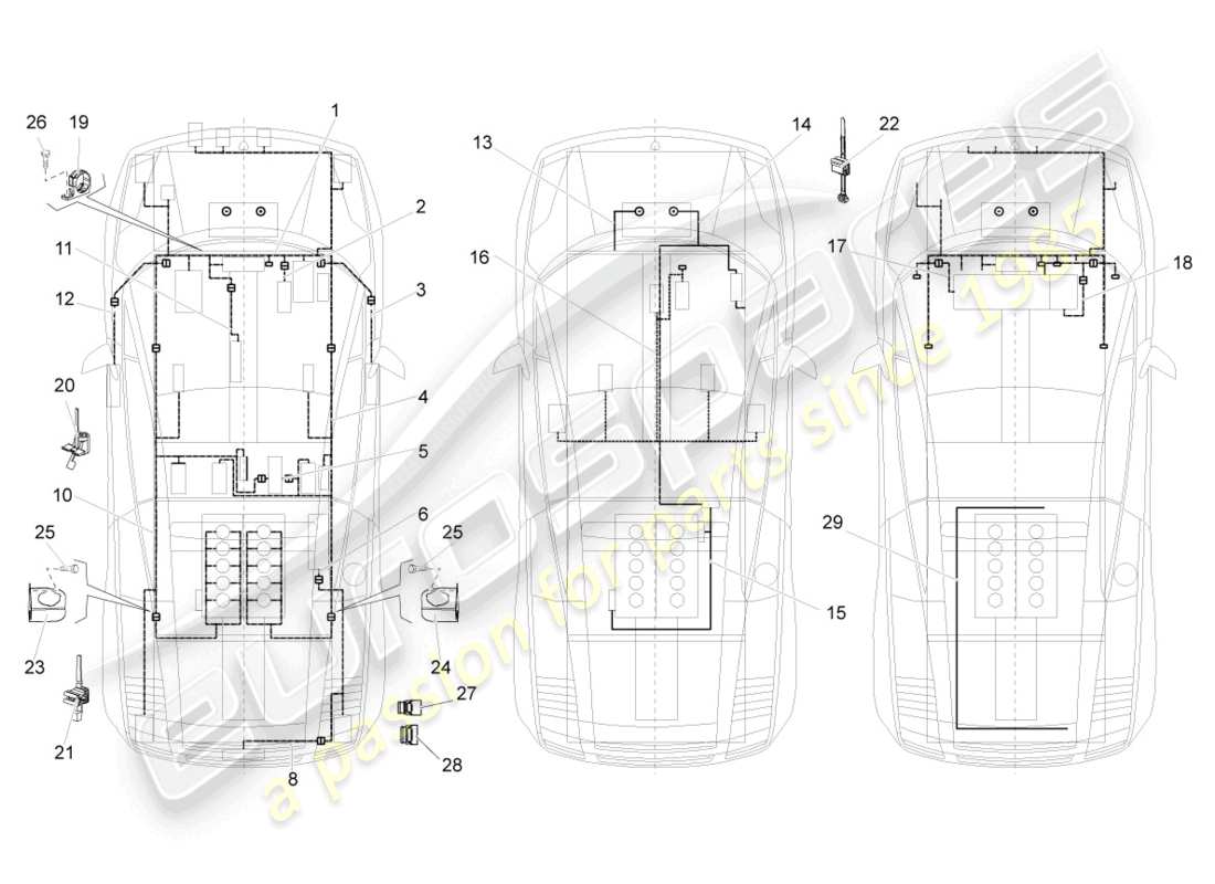 lamborghini gallardo coupe (2004) cablaggi elettrici schema delle parti