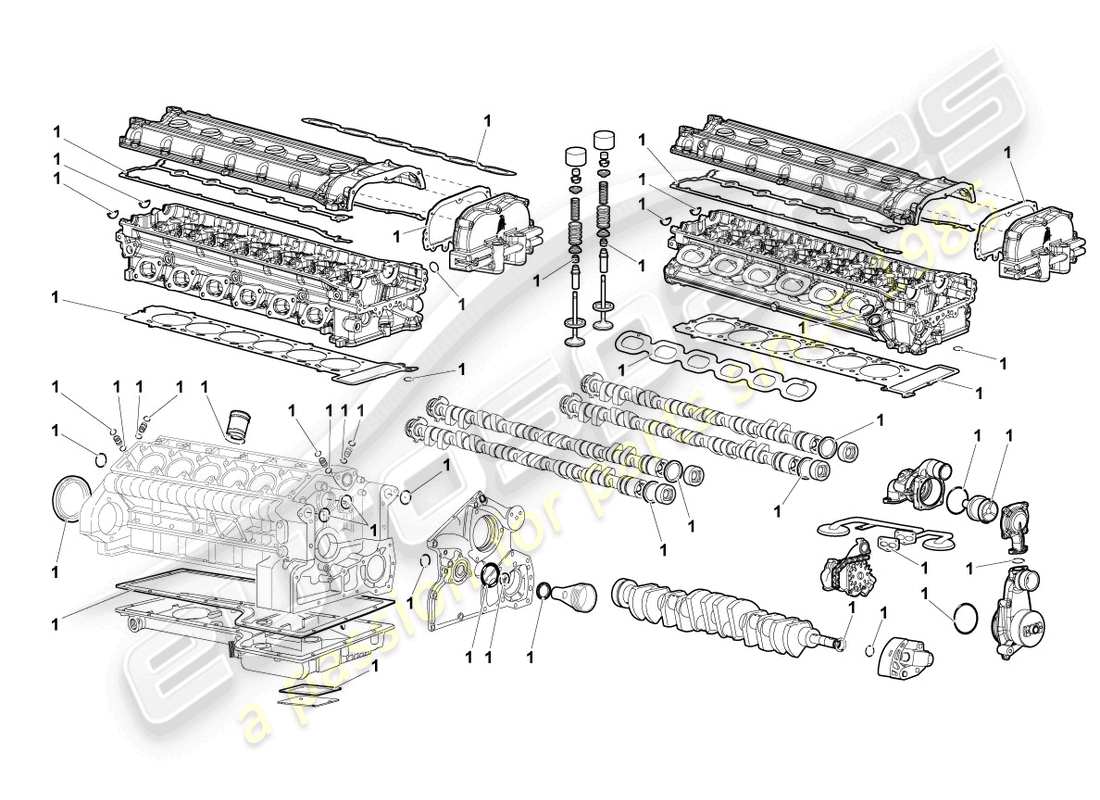 lamborghini lp640 roadster (2010) set guarnizioni motore diagramma delle parti