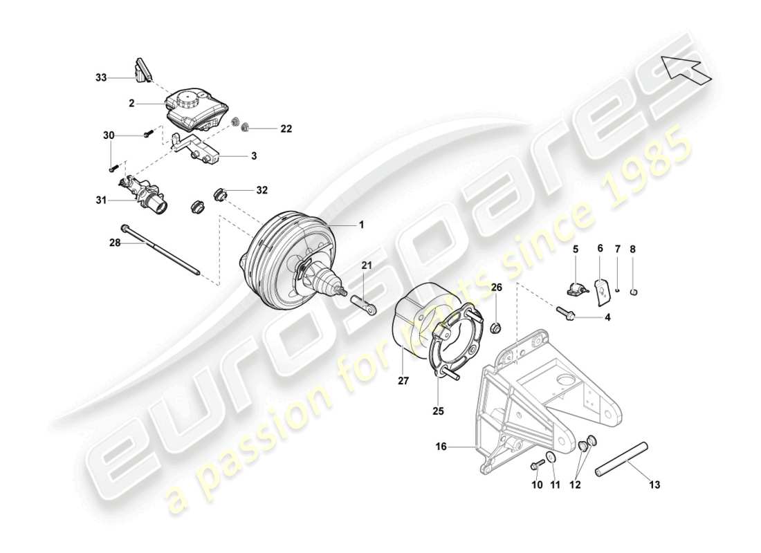 lamborghini gallardo coupe (2004) diagramma delle parti del servofreno