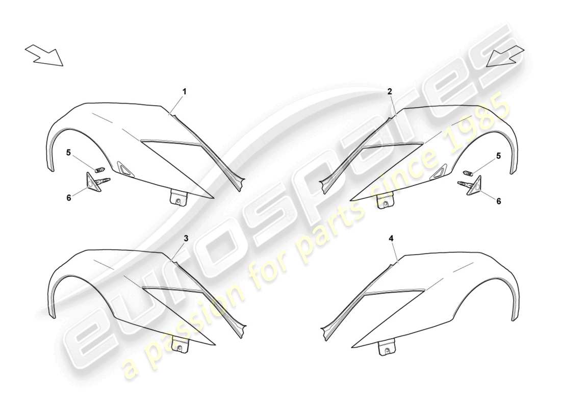 lamborghini lp640 roadster (2010) schema delle parti ala anteriore