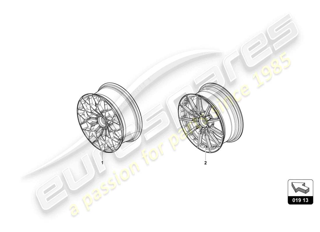 lamborghini huracan sto (accessories) diagramma delle parti del cerchio in alluminio