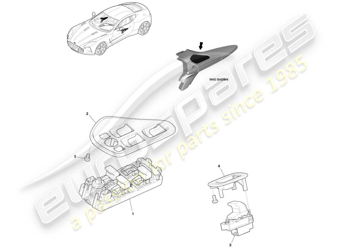 aston martin one-77 (2011) controller blocco finestra/specchio diagramma delle parti