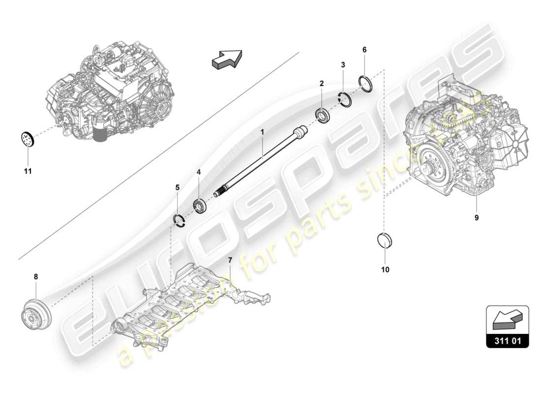 lamborghini evo coupe 2wd (2021) albero di entrata diagramma delle parti