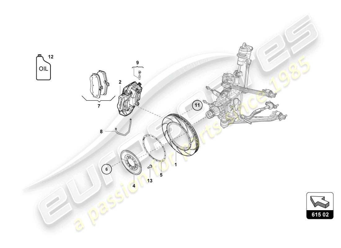 lamborghini super trofeo evo 2 (2022) dischi freni posteriori schema delle parti