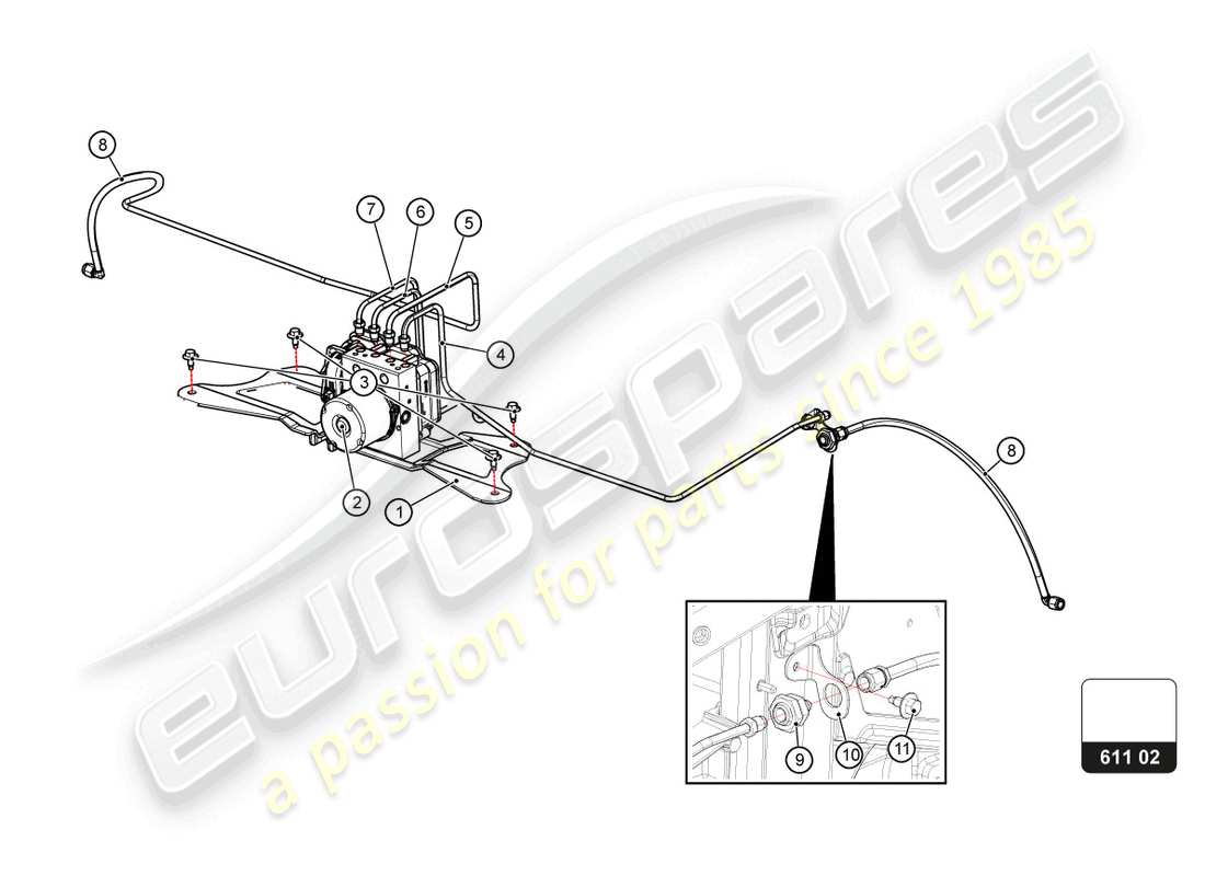 lamborghini super trofeo evo 2 (2022) schema delle parti del sistema frenante