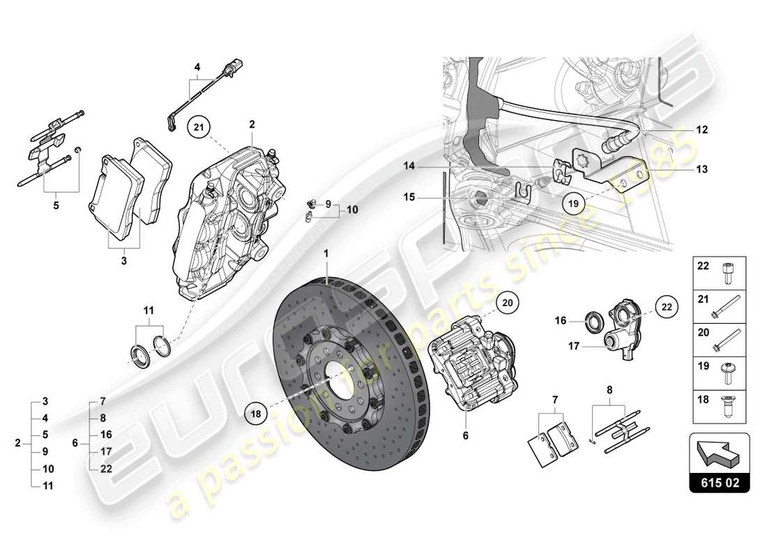 lamborghini 2022 (lp770-4 svj roadster) disco freno posteriore schema delle parti