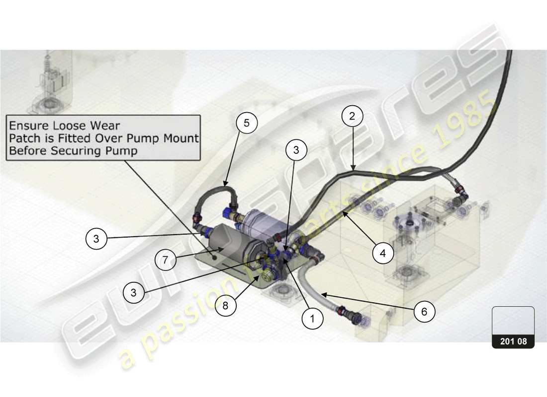 lamborghini super trofeo evo 2 (2022) kit aggiornamento serbatoio carburante schema delle parti