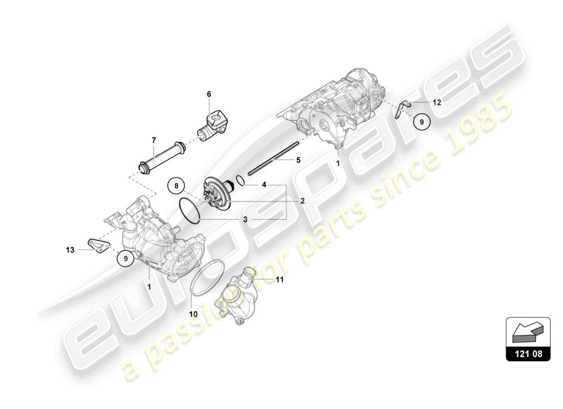 lamborghini super trofeo evo 2 (2022) componenti interni pompa acqua olio schema delle parti