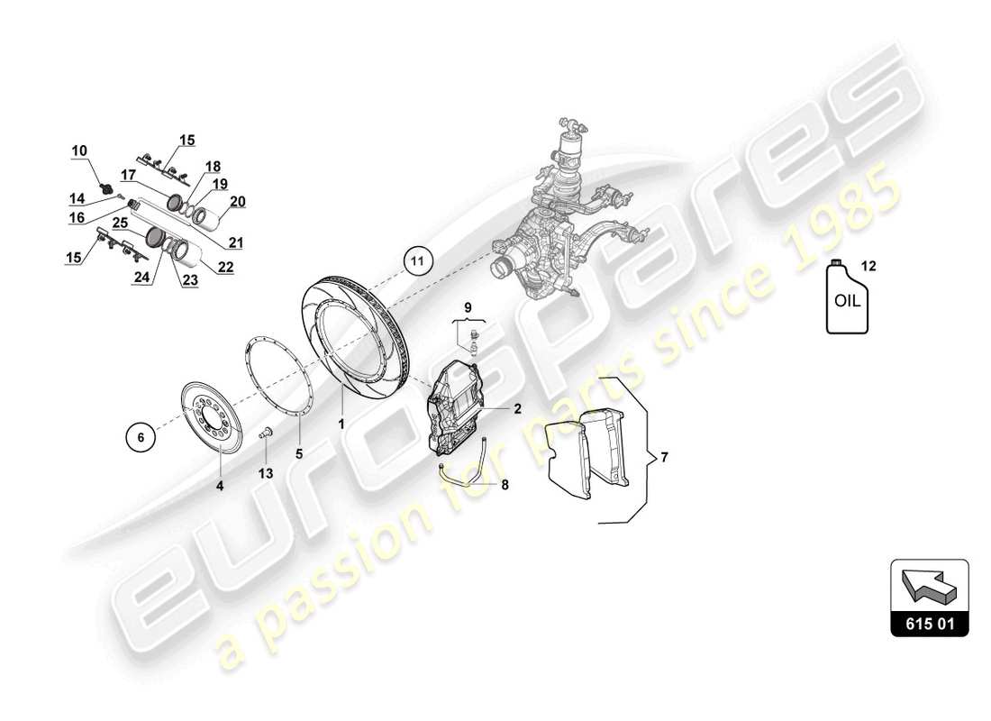 lamborghini super trofeo (2015) dischi freno anteriori schema delle parti