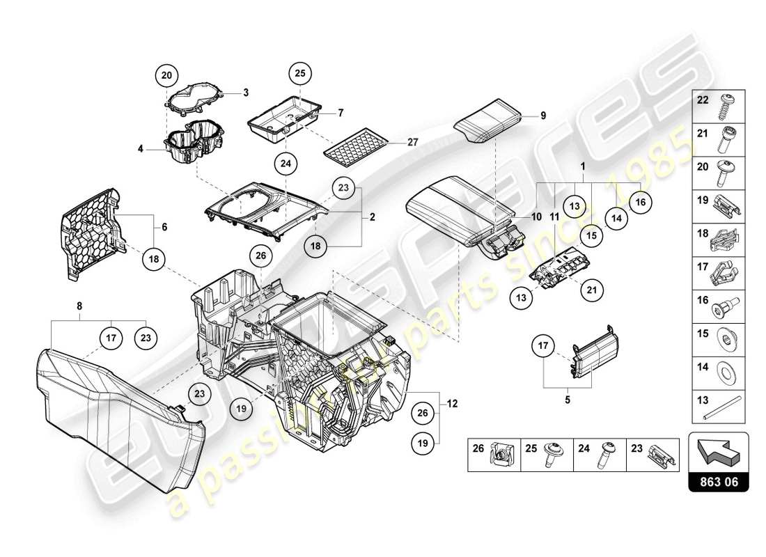 lamborghini urus performante (2023) bracciolo diagramma delle parti