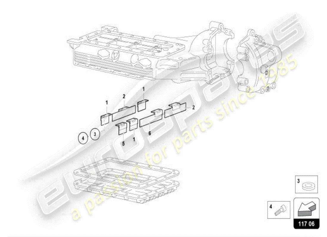 lamborghini diablo vt (1998) deflettori della coppa dell'olio diagramma delle parti
