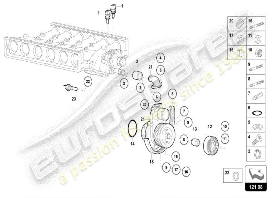 lamborghini diablo vt (1998) pompa di raffreddamento diagramma delle parti