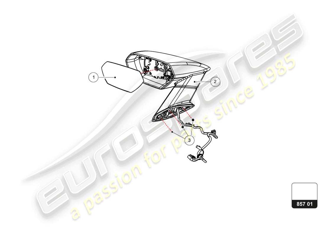lamborghini super trofeo evo 2 (2022) specchio retrovisore esterno schema delle parti