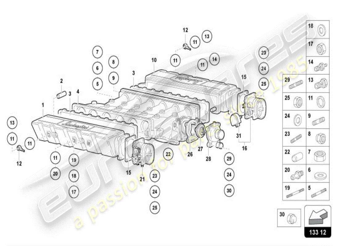 lamborghini diablo vt (1998) collettore di aspirazione diagramma delle parti