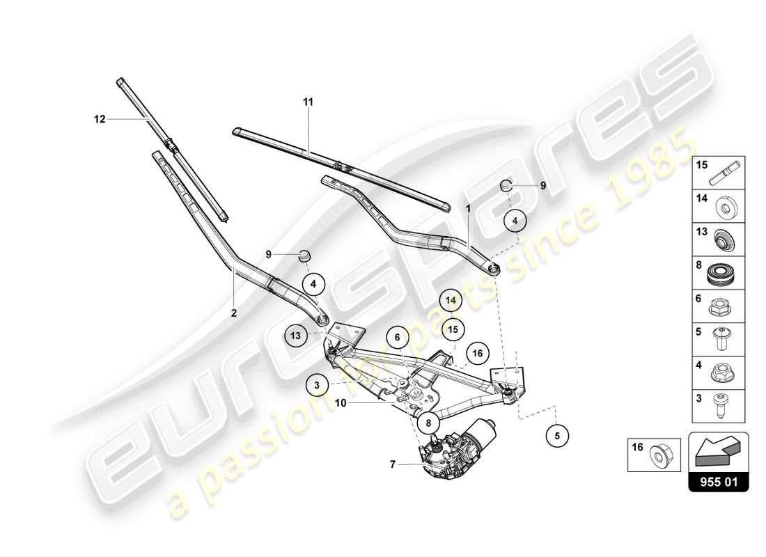 lamborghini lp770-4 svj coupe (2022) schema delle parti tergicristallo