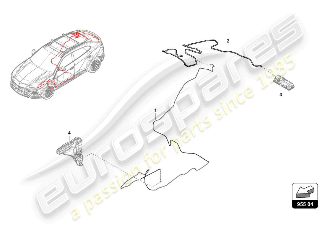 lamborghini urus performante (2023) linea tubi per sistema di pulizia fari posteriori schema delle parti